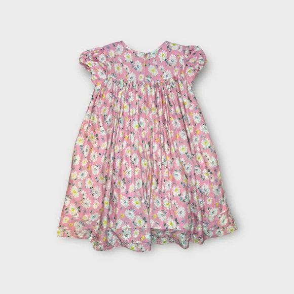 Mini Boden Cap Sleeve Pink Floral Smocked Dress - Picture 7 of 8